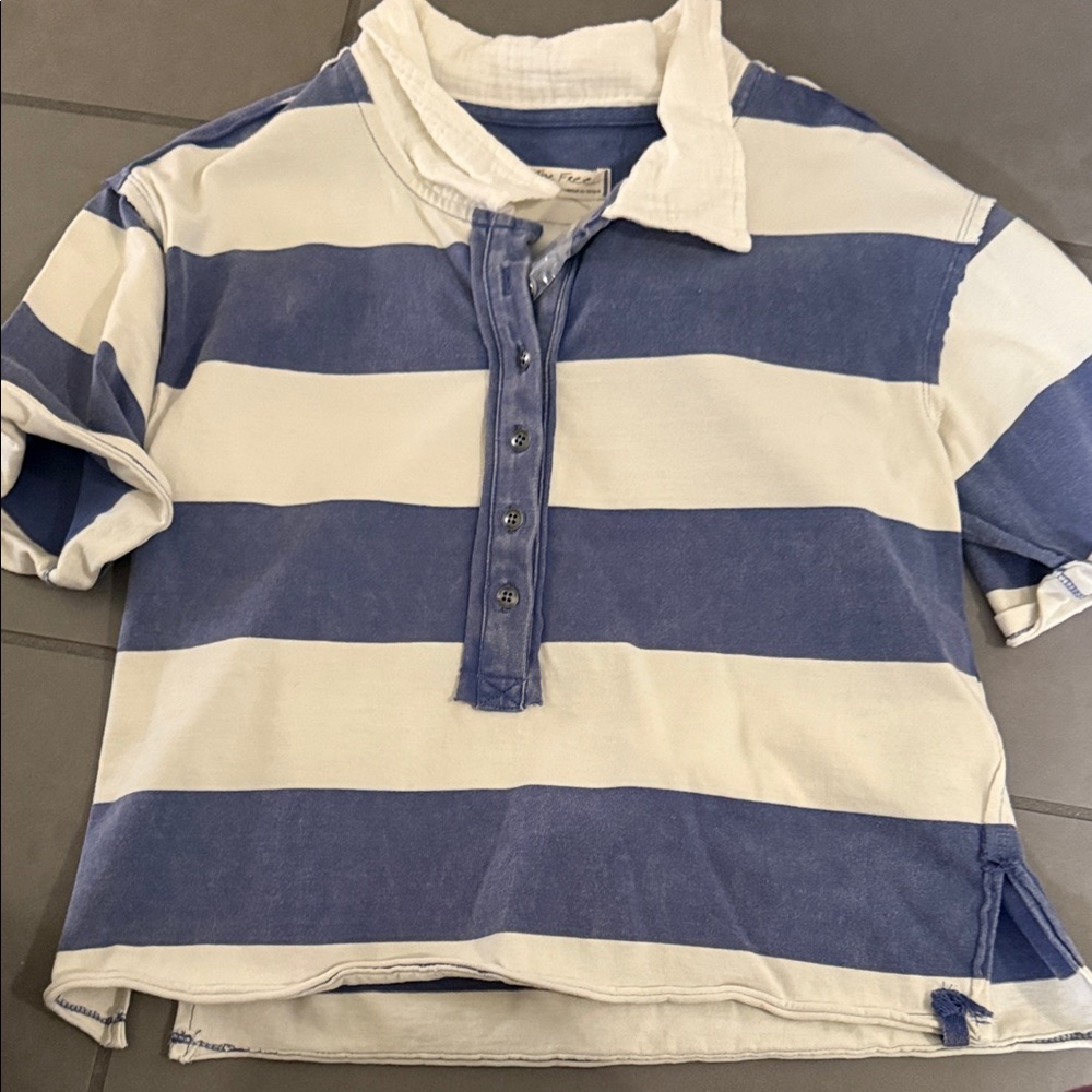 Blue and White Striped we the free Cleo polo XS